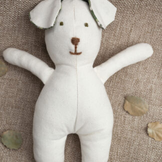 simple easy to sew dog dog with canvas body and flannel ear undersides.