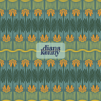 William Morris arts and crafts movement inspired flower seamless pattern or digital paper shows art nouveau style orange daisy growing toward the sun