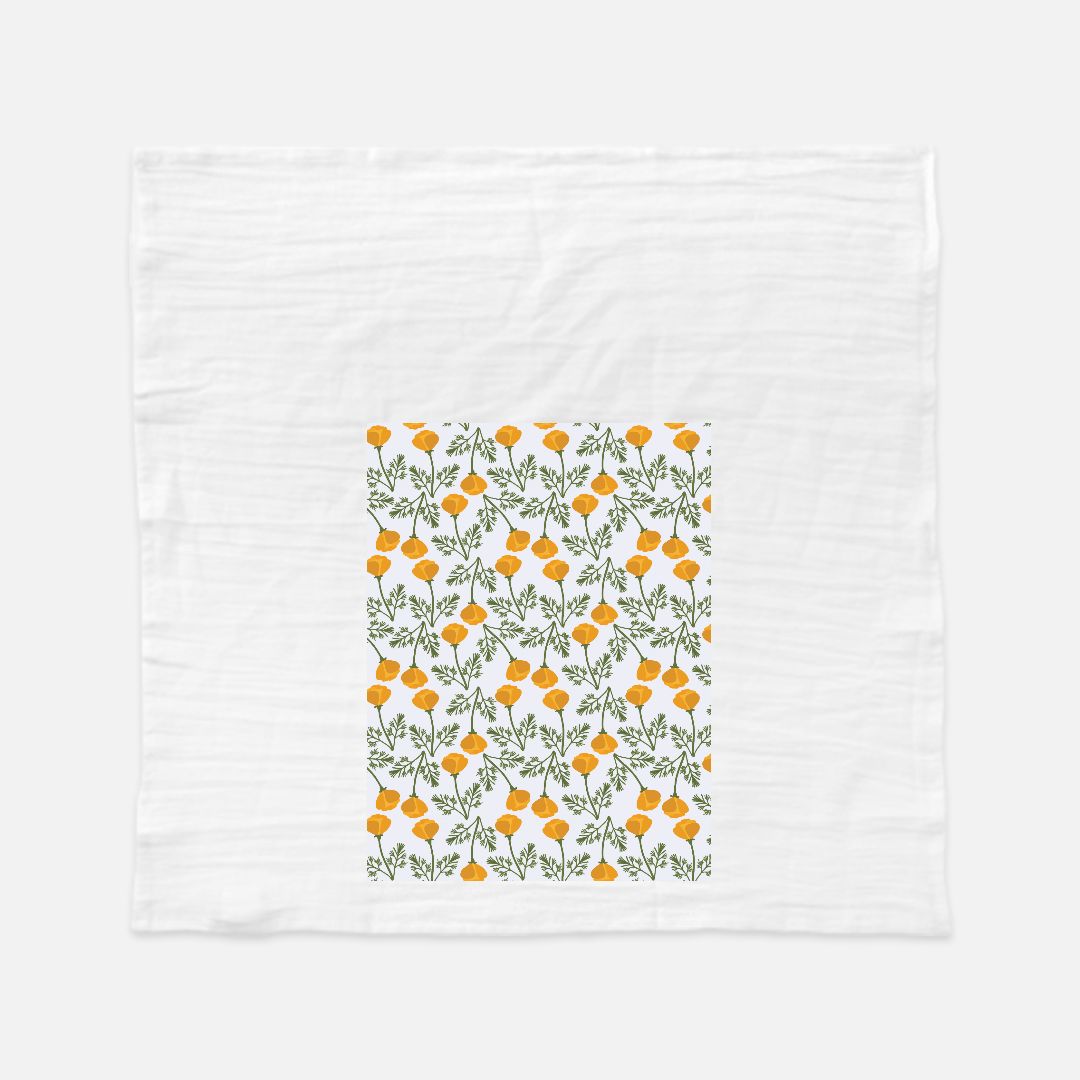 how to print your unique kitchen towel design image shows a flour sack towel wil image only printed in the front middle fold.