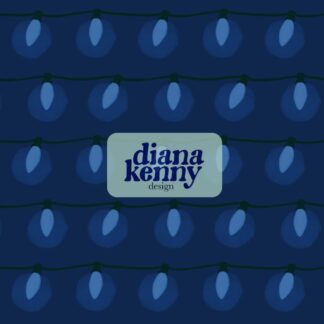 Hand drawn seamless pattern digital paper blue vintage Christmas lights holiday lights illustration