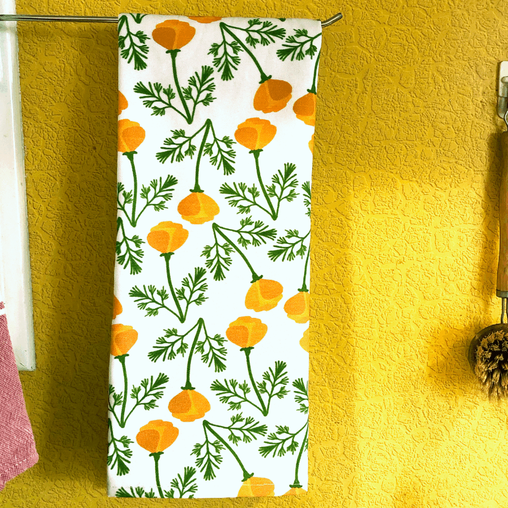 california poppies kitchen towel perfect for vintage kitchen look