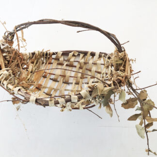 rustic handmade in California basket from oak, jacaranda, reed